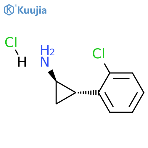 rac-(1R,2S)-2-(2-chlorophenyl)cyclopropan-1-amine hydrochloride structure