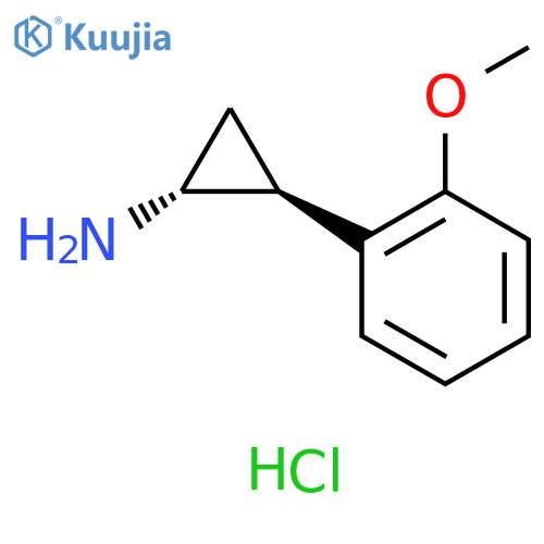 rac-(1R,2S)-2-(2-methoxyphenyl)cyclopropan-1-amine hydrochloride structure