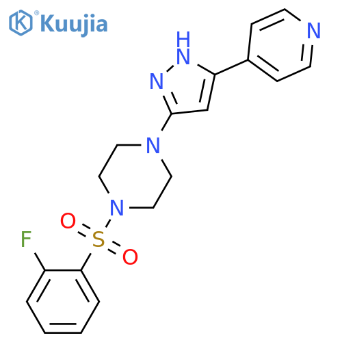 1-(2-fluorobenzenesulfonyl)-4-3-(pyridin-4-yl)-1H-pyrazol-5-ylpiperazine structure