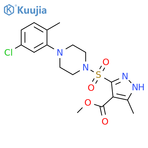 methyl 5-{[4-(5-chloro-2-methylphenyl)piperazin-1-yl]sulfonyl}-3-methyl-1H-pyrazole-4-carboxylate structure