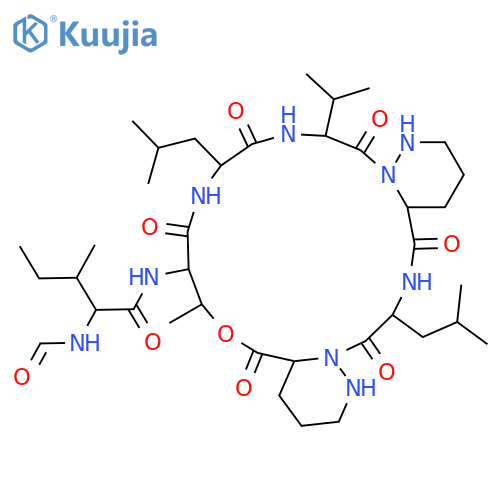 3-Pyridazinecarboxylicacid,N-formyl-L-alloisoleucyl-L-threonylleucyl-D-valylhexahydro-3-pyridazinecarbonylleucylhexahydro-,(7®2)-lactone structure