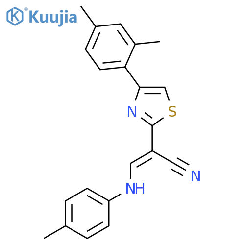(2E)-2-[4-(2,4-dimethylphenyl)-1,3-thiazol-2-yl]-3-[(4-methylphenyl)amino]prop-2-enenitrile structure
