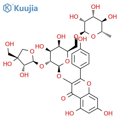 4H-1-Benzopyran-4-one,3-[(O-D-apio-b-D-furanosyl-(1&reg;2)-O-[6-deoxy-a-L-mannopyranosyl-(1&reg;6)]-b-D-galactopyranosyl)oxy]-5,7-dihydro-2-(4-hydroxyphenyl)-(9CI) structure