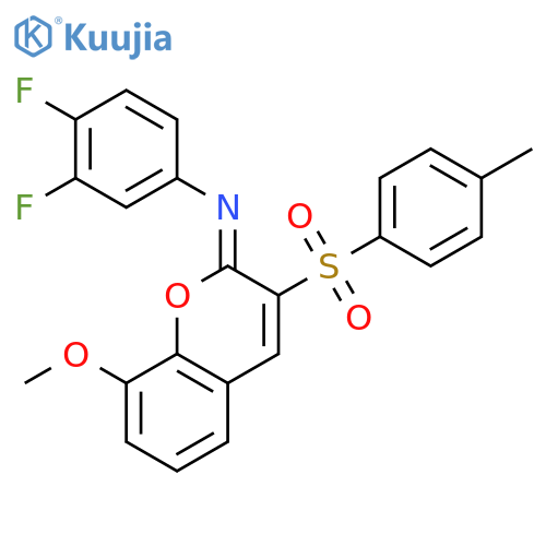 (2Z)-N-(3,4-difluorophenyl)-8-methoxy-3-(4-methylbenzenesulfonyl)-2H-chromen-2-imine structure