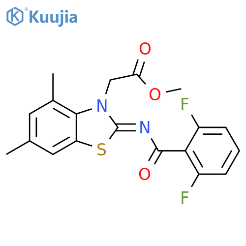 methyl 2-[(2Z)-2-[(2,6-difluorobenzoyl)imino]-4,6-dimethyl-2,3-dihydro-1,3-benzothiazol-3-yl]acetate structure