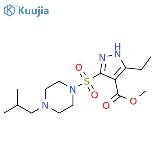 methyl 3-ethyl-5-{[4-(2-methylpropyl)piperazin-1-yl]sulfonyl}-1H-pyrazole-4-carboxylate structure