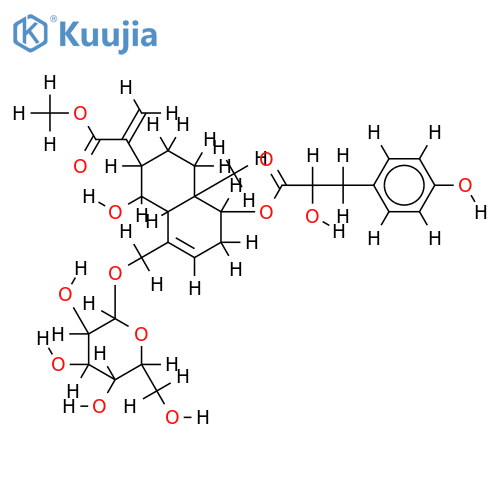 (1beta,6alpha)-1-[2-Hydroxy-3-(4-hydroxyphenyl)propanoyl],15-O-beta-D-glucopyranoside,Me ester:1,6,15-Trihydroxy-3,11(13)-endesmadien-12-oic acid structure