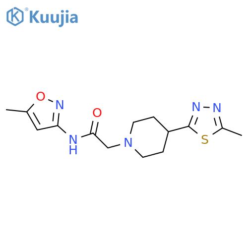 N-(5-methyl-1,2-oxazol-3-yl)-2-4-(5-methyl-1,3,4-thiadiazol-2-yl)piperidin-1-ylacetamide structure