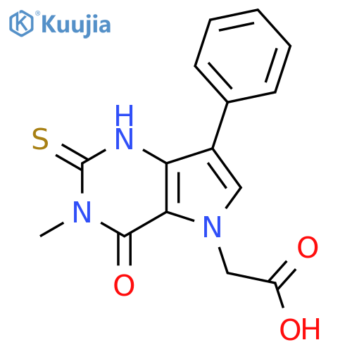 (3-Methyl-4-oxo-7-phenyl-2-thioxo-1,2,3,4-tetrahydro-5H-pyrrolo[3,2-d]pyrimidin-5-yl)acetic acid structure