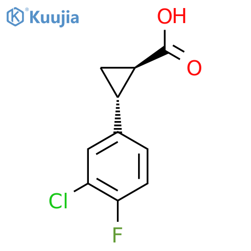 rac-(1R,2R)-2-(3-chloro-4-fluorophenyl)cyclopropane-1-carboxylic acid structure
