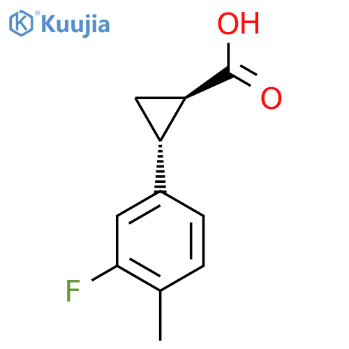 rac-(1R,2R)-2-(3-fluoro-4-methylphenyl)cyclopropane-1-carboxylic acid structure