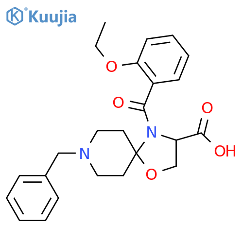 8-Benzyl-4-(2-ethoxybenzoyl)-1-oxa-4,8-diazaspiro[4.5]decane-3-carboxylic acid structure