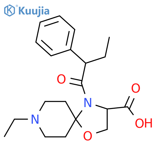 8-Ethyl-4-(2-phenylbutanoyl)-1-oxa-4,8-diazaspiro[4.5]decane-3-carboxylic acid structure
