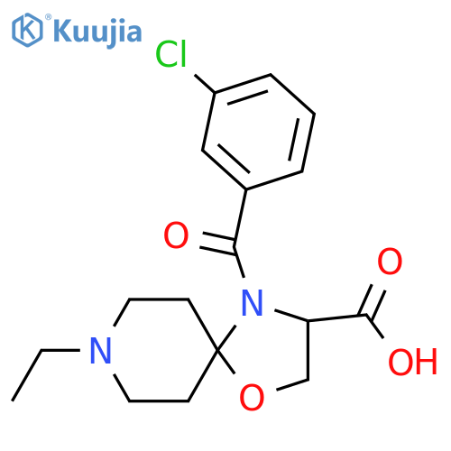 4-(3-Chlorobenzoyl)-8-ethyl-1-oxa-4,8-diazaspiro[4.5]decane-3-carboxylic acid structure