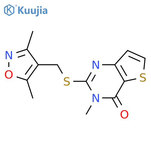 2-{[(3,5-dimethyl-1,2-oxazol-4-yl)methyl]sulfanyl}-3-methyl-3H,4H-thieno[3,2-d]pyrimidin-4-one structure