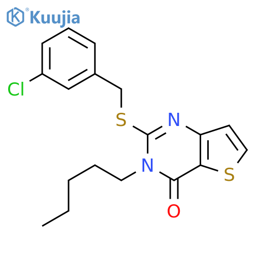2-{[(3-chlorophenyl)methyl]sulfanyl}-3-pentyl-3H,4H-thieno[3,2-d]pyrimidin-4-one structure