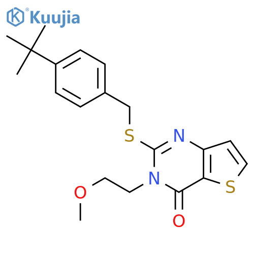 2-{[(4-tert-butylphenyl)methyl]sulfanyl}-3-(2-methoxyethyl)-3H,4H-thieno[3,2-d]pyrimidin-4-one structure