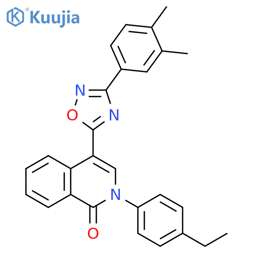 4-[3-(3,4-dimethylphenyl)-1,2,4-oxadiazol-5-yl]-2-(4-ethylphenyl)-1,2-dihydroisoquinolin-1-one structure