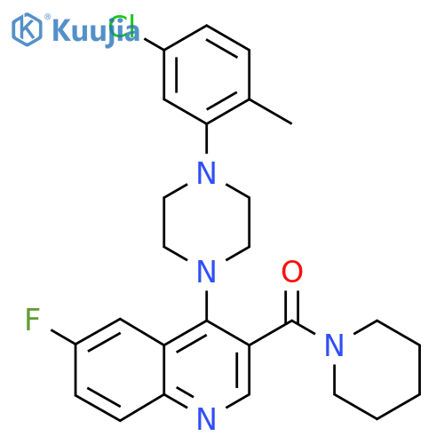 4-[4-(5-chloro-2-methylphenyl)piperazin-1-yl]-6-fluoro-3-(piperidine-1-carbonyl)quinoline structure