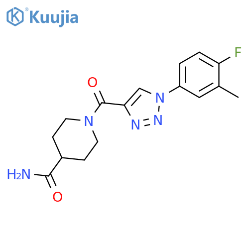 1-[1-(4-fluoro-3-methylphenyl)-1H-1,2,3-triazole-4-carbonyl]piperidine-4-carboxamide structure