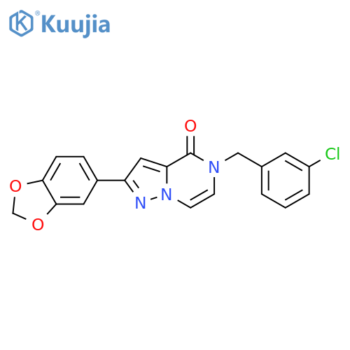 2-(2H-1,3-benzodioxol-5-yl)-5-[(3-chlorophenyl)methyl]-4H,5H-pyrazolo[1,5-a]pyrazin-4-one structure