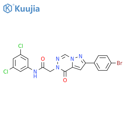 2-[2-(4-bromophenyl)-4-oxo-4H,5H-pyrazolo[1,5-d][1,2,4]triazin-5-yl]-N-(3,5-dichlorophenyl)acetamide structure