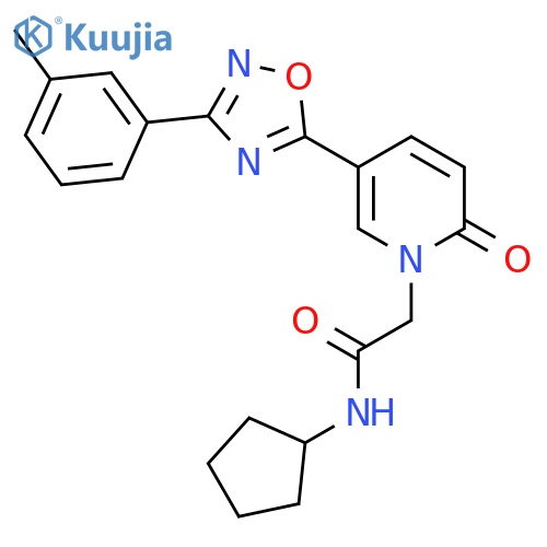 N-cyclopentyl-2-{5-[3-(3-methylphenyl)-1,2,4-oxadiazol-5-yl]-2-oxo-1,2-dihydropyridin-1-yl}acetamide structure