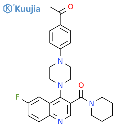 1-(4-{4-[6-fluoro-3-(piperidine-1-carbonyl)quinolin-4-yl]piperazin-1-yl}phenyl)ethan-1-one structure
