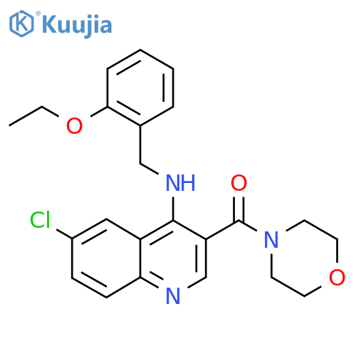 6-chloro-N-[(2-ethoxyphenyl)methyl]-3-(morpholine-4-carbonyl)quinolin-4-amine structure