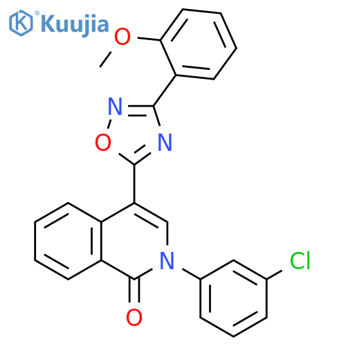 2-(3-chlorophenyl)-4-[3-(2-methoxyphenyl)-1,2,4-oxadiazol-5-yl]-1,2-dihydroisoquinolin-1-one structure