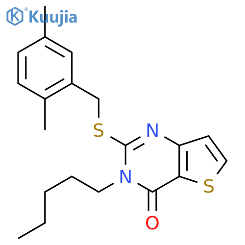 2-{[(2,5-dimethylphenyl)methyl]sulfanyl}-3-pentyl-3H,4H-thieno[3,2-d]pyrimidin-4-one structure
