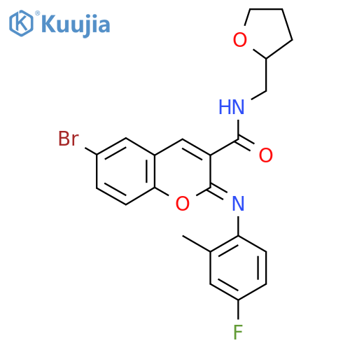 (2Z)-6-bromo-2-[(4-fluoro-2-methylphenyl)imino]-N-[(oxolan-2-yl)methyl]-2H-chromene-3-carboxamide structure