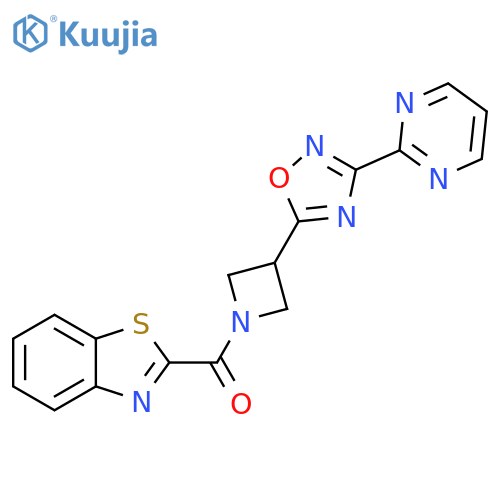 2-{3-[3-(pyrimidin-2-yl)-1,2,4-oxadiazol-5-yl]azetidine-1-carbonyl}-1,3-benzothiazole structure