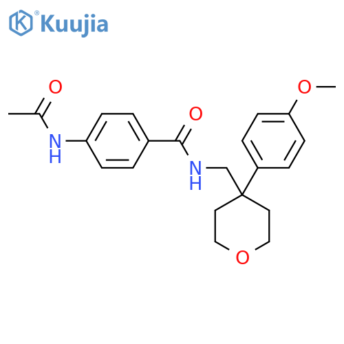 4-acetamido-N-{4-(4-methoxyphenyl)oxan-4-ylmethyl}benzamide structure
