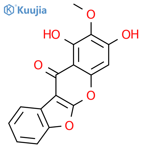 1,3-dihydroxy-2-methoxy-11H-[1]benzofuro[2,3-b]chromen-11-one structure