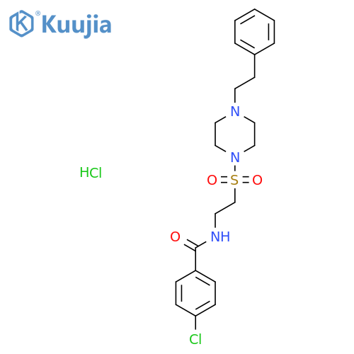 4-chloro-N-(2-{4-(2-phenylethyl)piperazin-1-ylsulfonyl}ethyl)benzamide hydrochloride structure