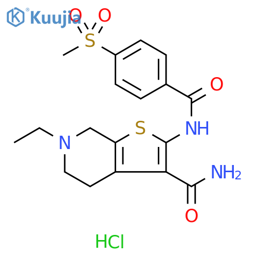 6-ethyl-2-(4-methanesulfonylbenzamido)-4H,5H,6H,7H-thieno2,3-cpyridine-3-carboxamide hydrochloride structure