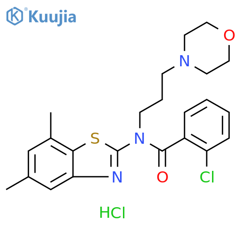 2-chloro-N-(5,7-dimethyl-1,3-benzothiazol-2-yl)-N-[3-(morpholin-4-yl)propyl]benzamide hydrochloride structure