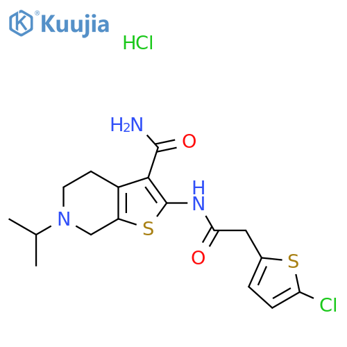 2-2-(5-chlorothiophen-2-yl)acetamido-6-(propan-2-yl)-4H,5H,6H,7H-thieno2,3-cpyridine-3-carboxamide hydrochloride structure