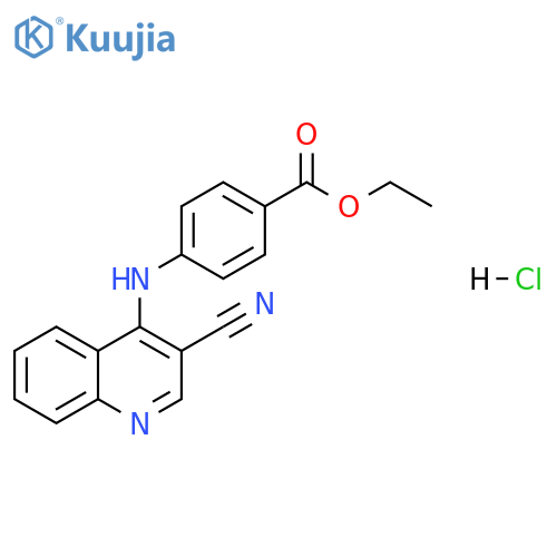 ethyl 4-[(3-cyanoquinolin-4-yl)amino]benzoate hydrochloride structure
