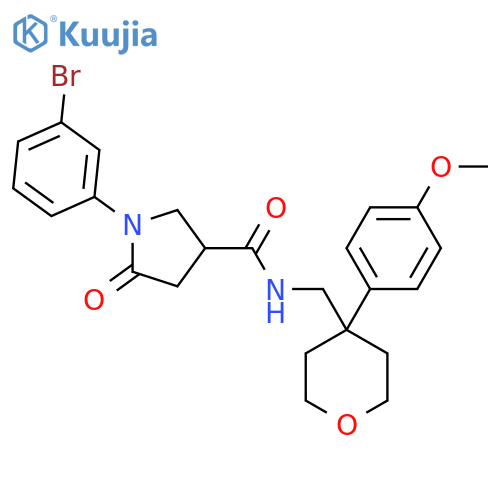 1-(3-bromophenyl)-N-{4-(4-methoxyphenyl)oxan-4-ylmethyl}-5-oxopyrrolidine-3-carboxamide structure