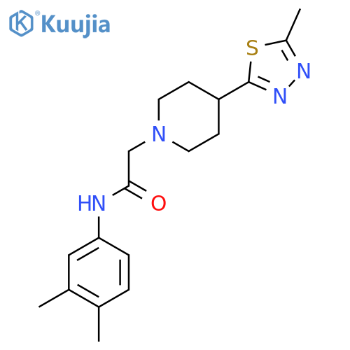 N-(3,4-dimethylphenyl)-2-4-(5-methyl-1,3,4-thiadiazol-2-yl)piperidin-1-ylacetamide structure