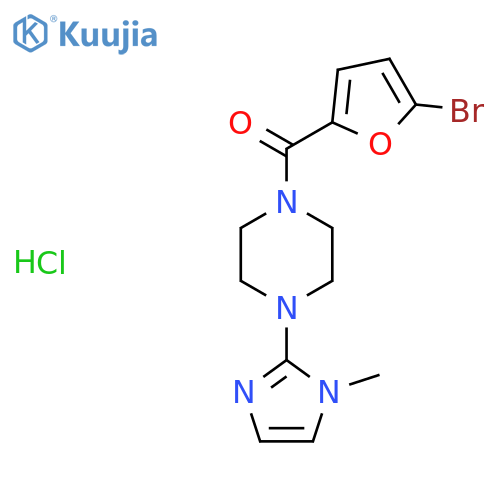 1-(5-bromofuran-2-carbonyl)-4-(1-methyl-1H-imidazol-2-yl)piperazine hydrochloride structure