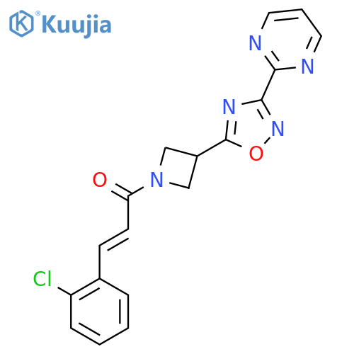 (2E)-3-(2-chlorophenyl)-1-{3-3-(pyrimidin-2-yl)-1,2,4-oxadiazol-5-ylazetidin-1-yl}prop-2-en-1-one structure