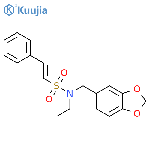 (E)-N-(1,3-benzodioxol-5-ylmethyl)-N-ethyl-2-phenylethenesulfonamide structure