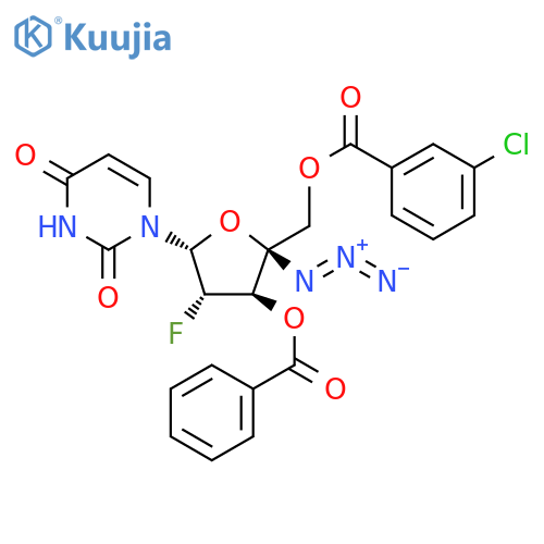 1-4-Azido-3-O-benzoyl-5-O-(3-chlorobenzoyl)-(2-deoxy-2-fluoro-b-D-arabinofuranosyl)uracil structure