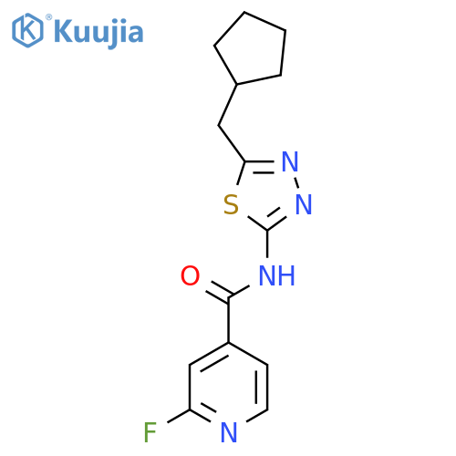 N-[5-(cyclopentylmethyl)-1,3,4-thiadiazol-2-yl]-2-fluoropyridine-4-carboxamide structure