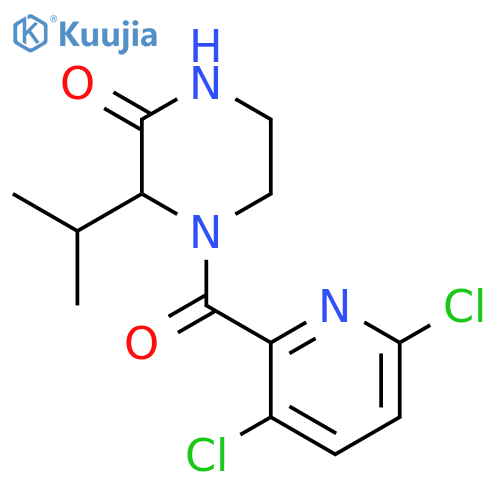 4-(3,6-Dichloropyridine-2-carbonyl)-3-(propan-2-yl)piperazin-2-one structure