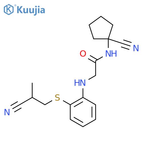 2-({2-[(2-cyano-2-methylethyl)sulfanyl]phenyl}amino)-N-(1-cyanocyclopentyl)acetamide structure