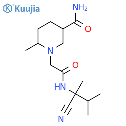 1-{[(1-Cyano-1,2-dimethylpropyl)carbamoyl]methyl}-6-methylpiperidine-3-carboxamide structure